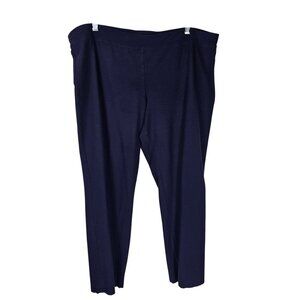 Eileen Fisher Pull On Pants 1X Navy Stretch Ankle Elastic Waist Office Capsule